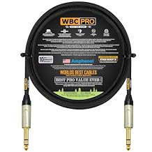 4 Foot - WBC-PRO-Quad Ultra-Silent Ultra-Flexible Balanced Star-Quad Cable with Amphenol QS3P-AU 14 Inch 6.35mm Gold Straight TRS Stereo Phone Plugs & Black Tweed Jacket