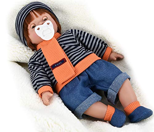 BiBi Doll 18" Baby Doll Boy with Dummy & Sounds, Lifelike Ginger Hair, Realistic Freckles, Soft Body, Open & Close Eyes - Image 2