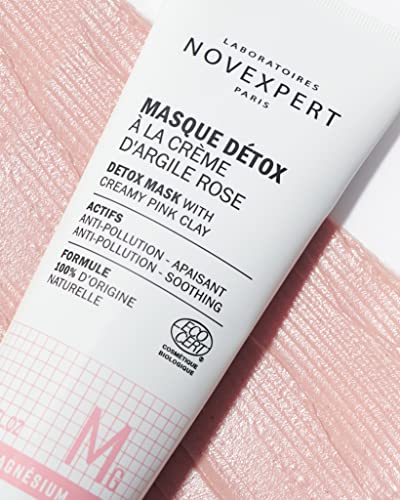 Novexpert Detox Mask With Creamy Pink Clay - Cleanses Facial Pores From Impurities And Excess Oil - Skin Feels Fresh And Oxygenated Instantly - Hypoallergenic - Vegan - All Skin Types - 2.53 Oz #TOP2