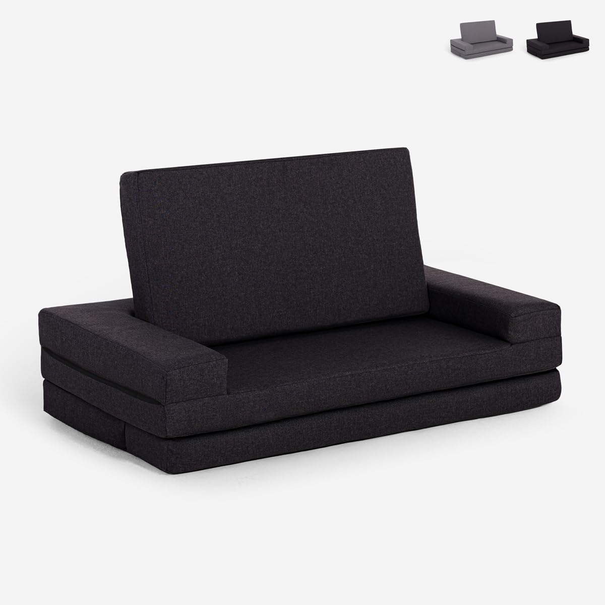 Produce Shop Sofá Cama de 2 plazas Modular Plegable Compacto de Tela Miranda - Negro