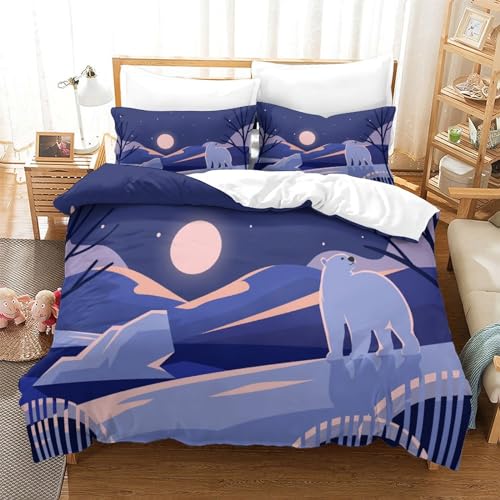 Housse de couette ours polaire pour adultes et enfants parure de lit 3 pièces - 3