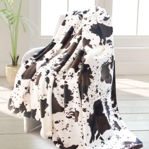 Cow Print Blanket Soft Fleece Flannel Cozy Cute Cow Blankets Warm Plush Lightweight Throw Blanket All-Season for Couch Sofa Bed Cow Blankets and Throws for Adults Kids Boys Teens Gift 50"x60"