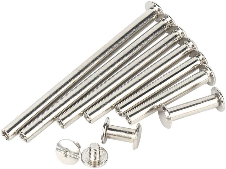 Binding Screws Nail Rivets M5 Nickel Plated Bolts for Photo Album Leather Craft (Size: M5x90, Length: 20pcs)