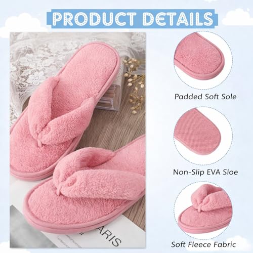 Image of Unittype 10 Pairs Spa Slippers Flip Flops Thong Sandal Slippers Soft Coral Fleece for House Guest Hotel