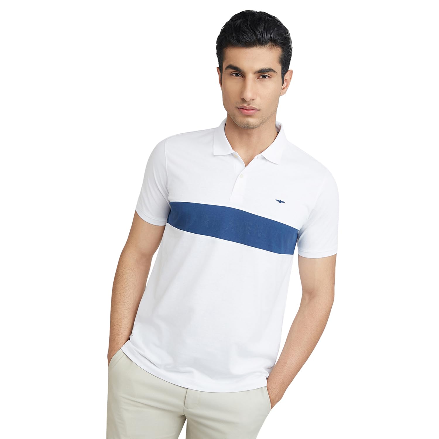 park avenue Men's Cotton Polyester Blend Solid Pattern Slim Fit Rib Collar Polo Neck Half Sleeve Casual T-Shirt-picture-32