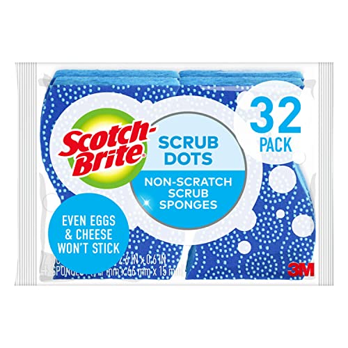 Best Seller Scotch-Brite Scrub Dots Non-Scratch Scrub Sponge, Rinses Clean, For Washing Dishes and Cleaning Kitchen, 32 Scrub Sponges
