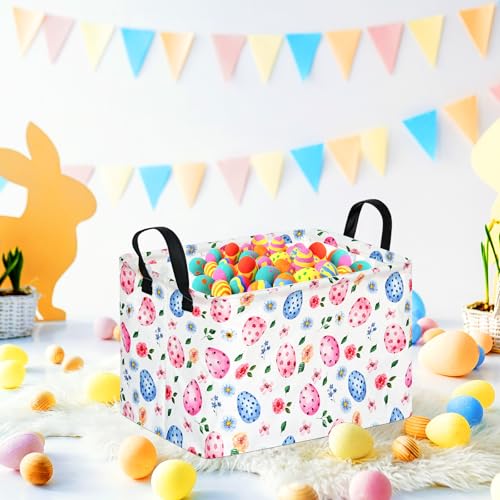 Image of Rectangle Easter Eggs Gift Basket Rabbit Toy Shelf Basket Clothes Laundry Storage Box Storage Bins, Bunny Basket, Laundry Hamper with Handles