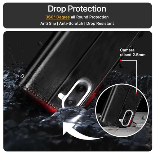 Image of WOW IMAGINE Shock Proof Flip Cover Back Case Cover for 1+ OnePlus Nord CE 5 5G (Flexible | Leather Finish | Card Pockets Wallet & Stand | Black)