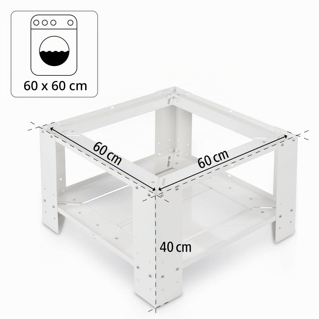 Xavax Armario para lavadora y secadora como base de 60 x 60 cm (altura 40 cm como pedestal con estante, base de lavadora con compartimento inferior plegable, elevador para lavadora)