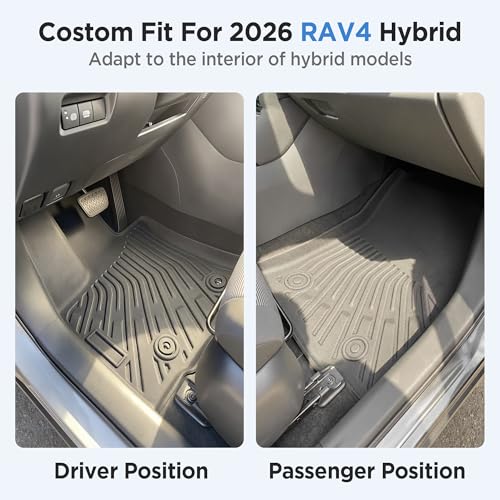 Image of Floor Mats for Toyota RAV4 2026 Hybrid Full Set All Weather Floor Mats for Toyota RAV4 Accessories 2026 TPE Back Seat Cover Protector Trunk Frunk Mat(Not for Limited with Subwoofer and PHEV)