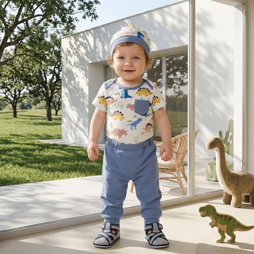 Image of Amnnchya Newborn Baby Boy Clothes Fishing Short Sleeve Romper Shirt Tops Pants Summer Spring Outfits Cute Hat Set