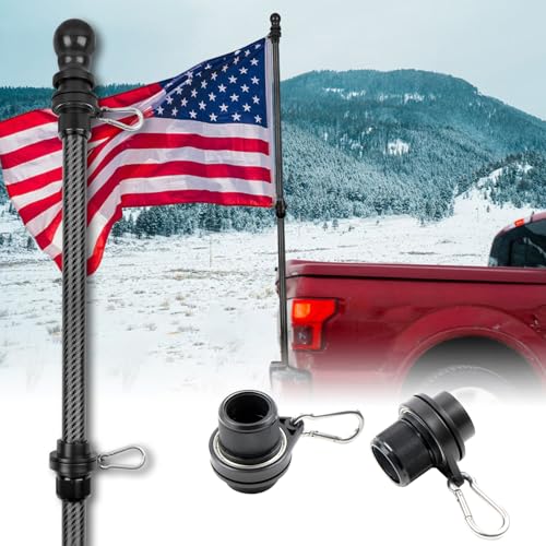 HIBLE 5 Foot Carbon Fiber Flag Pole Single Piece Flag Pole for Truck, House,...