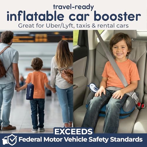 Image of Hiccapop UberBoost Inflatable Booster Car Seat | Travel Booster Car Seat | Portable Booster Seat for Toddlers, Kids, Child (Navy /Gray)