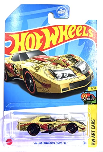 Hot Wheels Greenwood Corvette 76 Amarillo Dragon miniatura 1