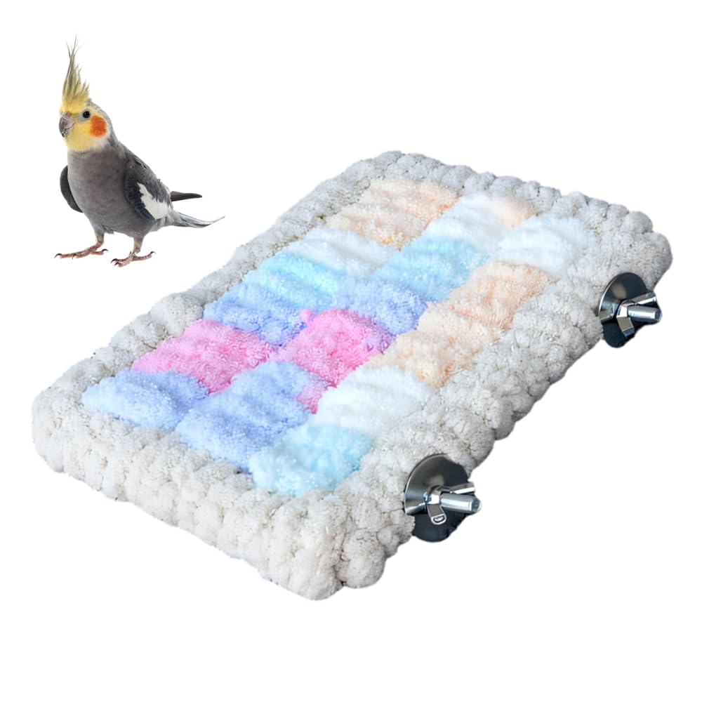 MiOYOOW Cama de jaula para pájaros, nido colorido para dormir, hamaca colgante cálida para pájaros, marco de acero inoxidable 304 integrado para plataforma de pie de invierno, suministros de jaula de