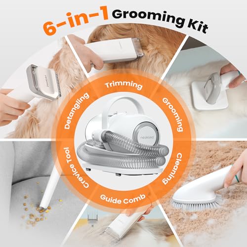 Neakasa P1 Pro Pet Grooming Kit & Vacuum Suction 99% Pet Hair, Professional Clippers with 5 Proven Grooming Tools for Dog and Cat