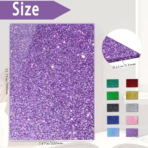 Image of Glitter Acrylic Sheets, Purple, 12 inchx8 inch, 2 Pack | 1 /8 in Thick, Cast Sparkly, For Laser Cutting, Engraving, Invitation Blanks