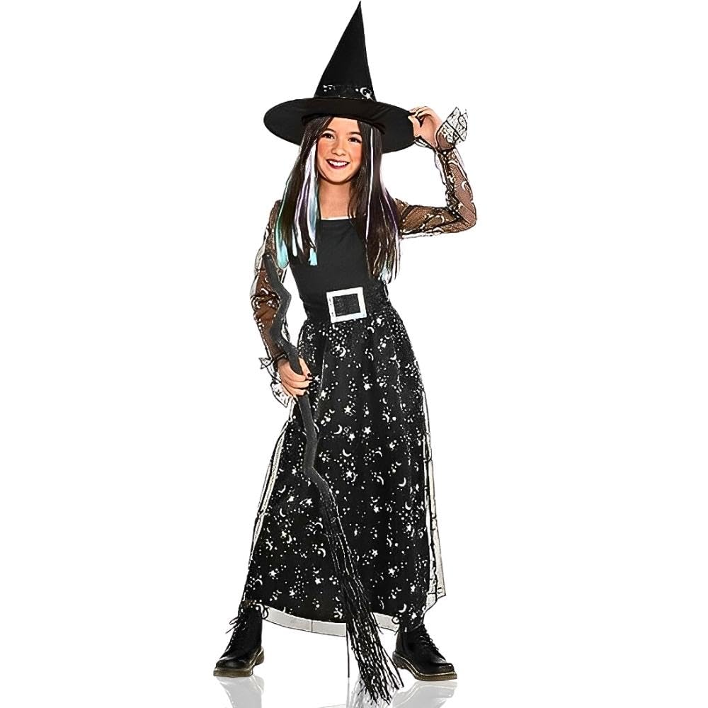 party city witch dress Amazon.com: Kids Celestial Witch Dress & Hat Costume Set - Medium (8-10)