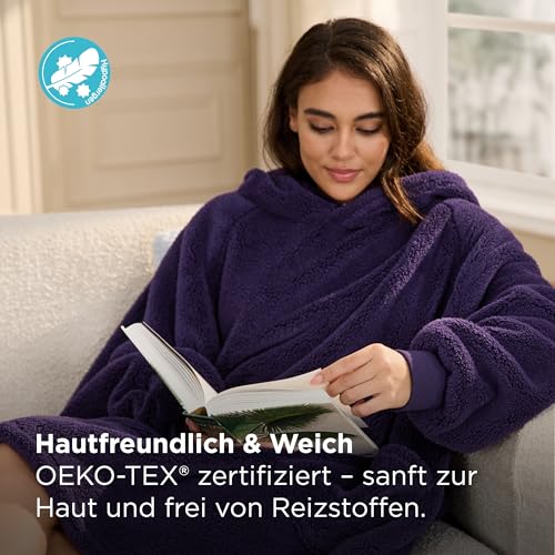 BEDSURE Hoodie Decke mit Ärmeln Geschenke Lila - 107x90cm – Ansicht 2