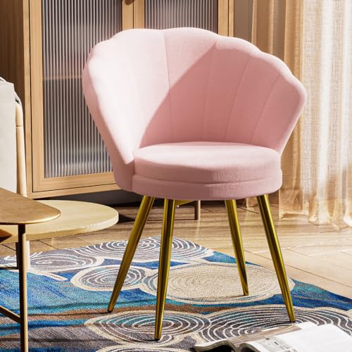 PIPIPOXER Lot de 1 fauteuils en Velours avec Dossier Fauteuil en Velours ave Dossier à Coquillage Rembourré, Fauteuil avec Pieds en Or, pour Salon, Chambre...