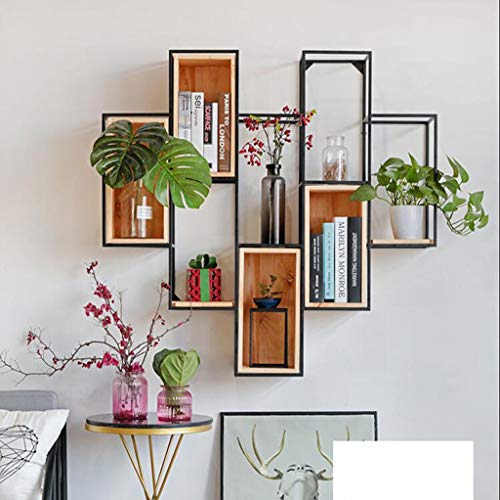 YANG Wall Mounted Shelf Racks Steampunk Holder Shelves Wrought Iron Wood Shelf Wall Hanging Partition Wall Decoration Display Rack Wine Rack Bookshelf 106 * 25 * 103cm steampunk buy now online