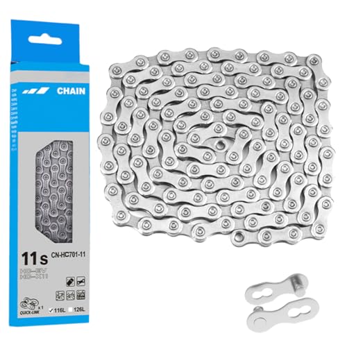 Fahrradkette Schaltungskette 11 Fach Fahrradkette Kaufen 116 Glieder Kettenschloss Silber Fahradkette 11 Fach Fahrradteile Kettenglieder Schaltungskette Bicycle Chain für Mountainbike One Size