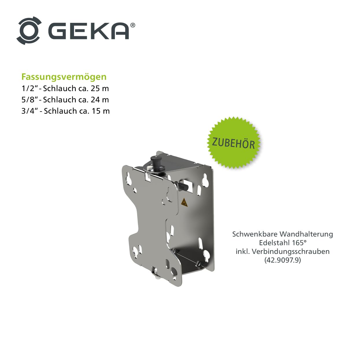 automatischer Schlauchaufroller EA15SK, mit Gummischlauch, L x B x H 52 (inkl. Halterung) x 45 x 23,5, 42.9042.9