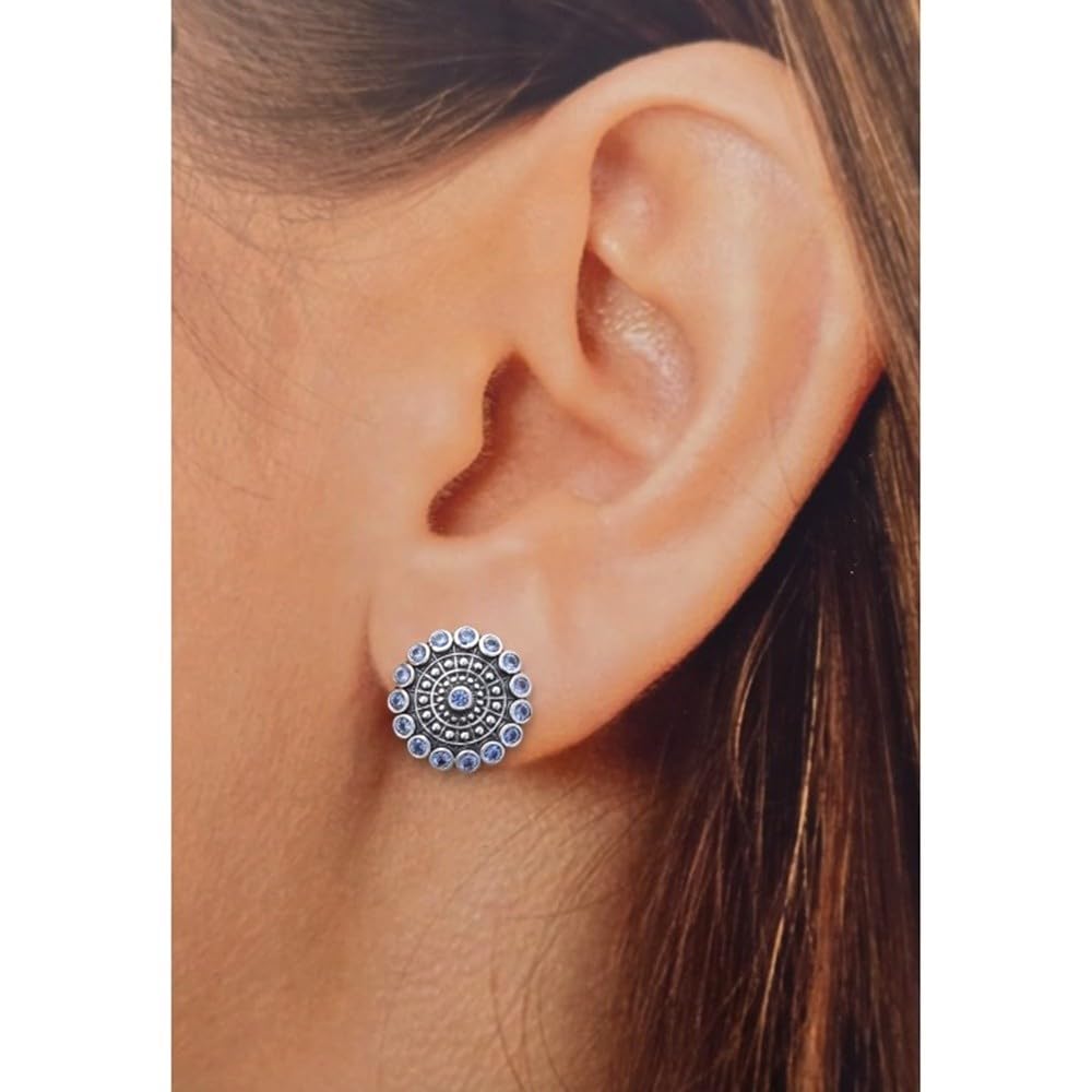 Pendientes Charro en Plata de Ley 925m de 13mm. con circonitas azules