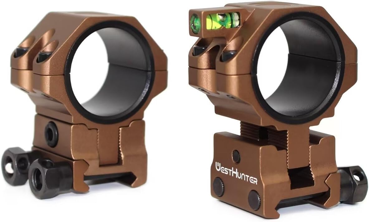 WestHunter Optics Precision Picatinny Scope Rings, 34 mm Tube Adjustable Height Scope Mount with Bubble Level, 30 mm & 25.4 Adapter | 34mm - 40mm Center Height