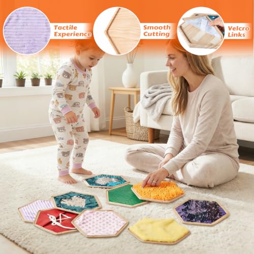 Image of 24-Piece Wooden Sensory Wall Panels for Kids with Replaceable Texture Pads | Modular Tactile Activity Boards with Texture Pads,Wall Toys for Fine Motor Skills & Sensory Exploration,for Daycare & Home
