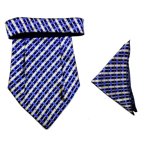 Image of formal cravat set for men with pocket square Men's Cravat Necktie, Self Design Microfiber Dark Multi color Free Size
