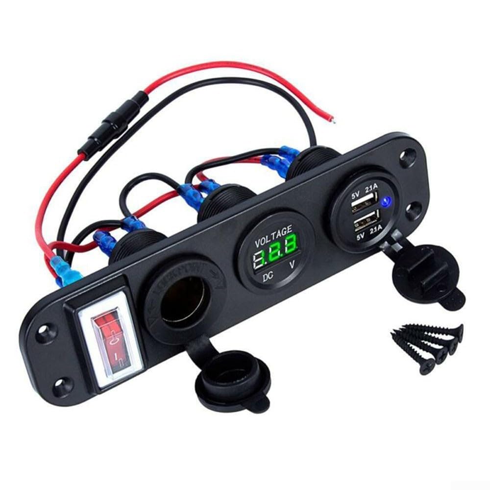 Moniteur de tension numérique 12V 24V chargeur double USB et prise allume-cigare
