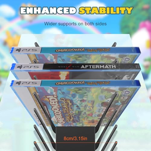 Image of Video Game Storage Wall Mount - 6PCS Heavy-Duty Metal Game Case Holder Media Storage Shelves for PS, Xbox, DVD, Switch Game Organizer Display Stand, Holds up to 114