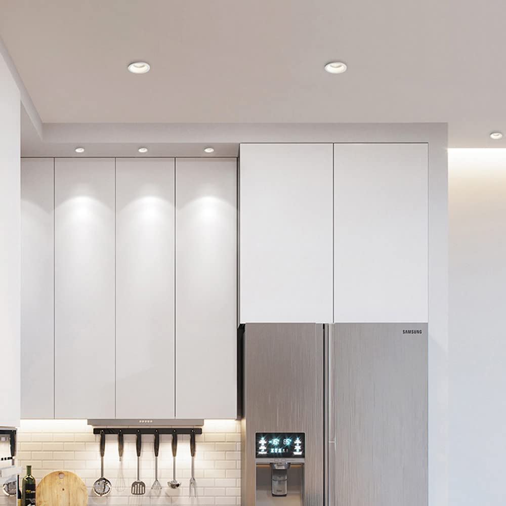 Kit di Illuminazione a Disco da Incasso a LED per faretti da soffitto, Luce per Doccia Impermeabile IP65, 2 faretti direzionali da Incasso, faretti per corridoio Galleria -4000k-7W