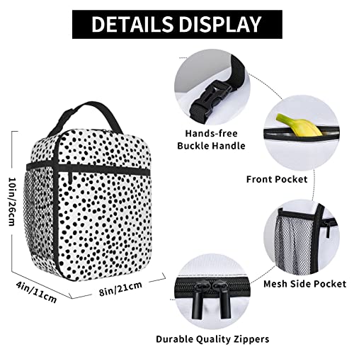 Wyehjut Black White Dots Lunch Box For Girls Boys Kids Women Adults Washable Thermal School Picnic Bag Reusable Insulated Durable #TOP5