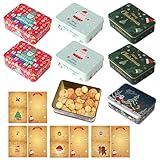 Begonia 8 Stück Weihnachts Geschenkdosen aus Metall, Weihnachtsbox für Geschenkkarten, Geldgeschenk Verpackung, Gutschendose, Keksdose