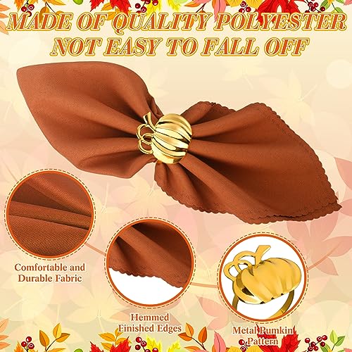 Set de 20 servilletas de tela para otoño y Acción de Gracias miniatura 3