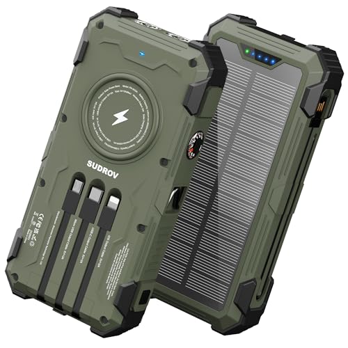 Solar Power Bank 42,800mAh with Built-in Cables