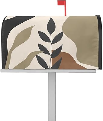 Magnetic Mailbox Cover Tropical Plants Leaf Silhouette Beige Standard Size Removable Post Letter Box Cover Waterproof Garden Yard Outdoor Decoration