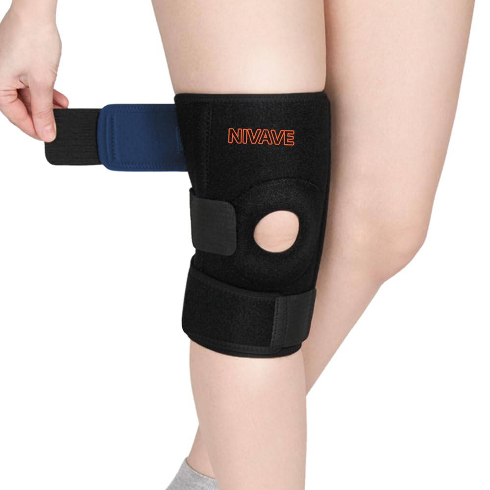 neoprene blend Knee support fully adjustable brace, Knee Cap Open Patella support for Knee Pain, Activities, Arthritis, and Protection for Men and Women (Universal, Black, 1)
