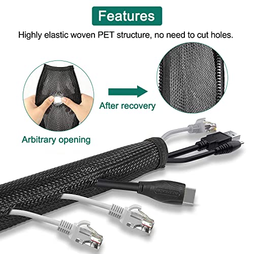 JReHuiG 4 x 1.5 m Cable Management Cover, Black for Office Management Hide Storage Protection Cables Diameter 20-25 mm - Image 4