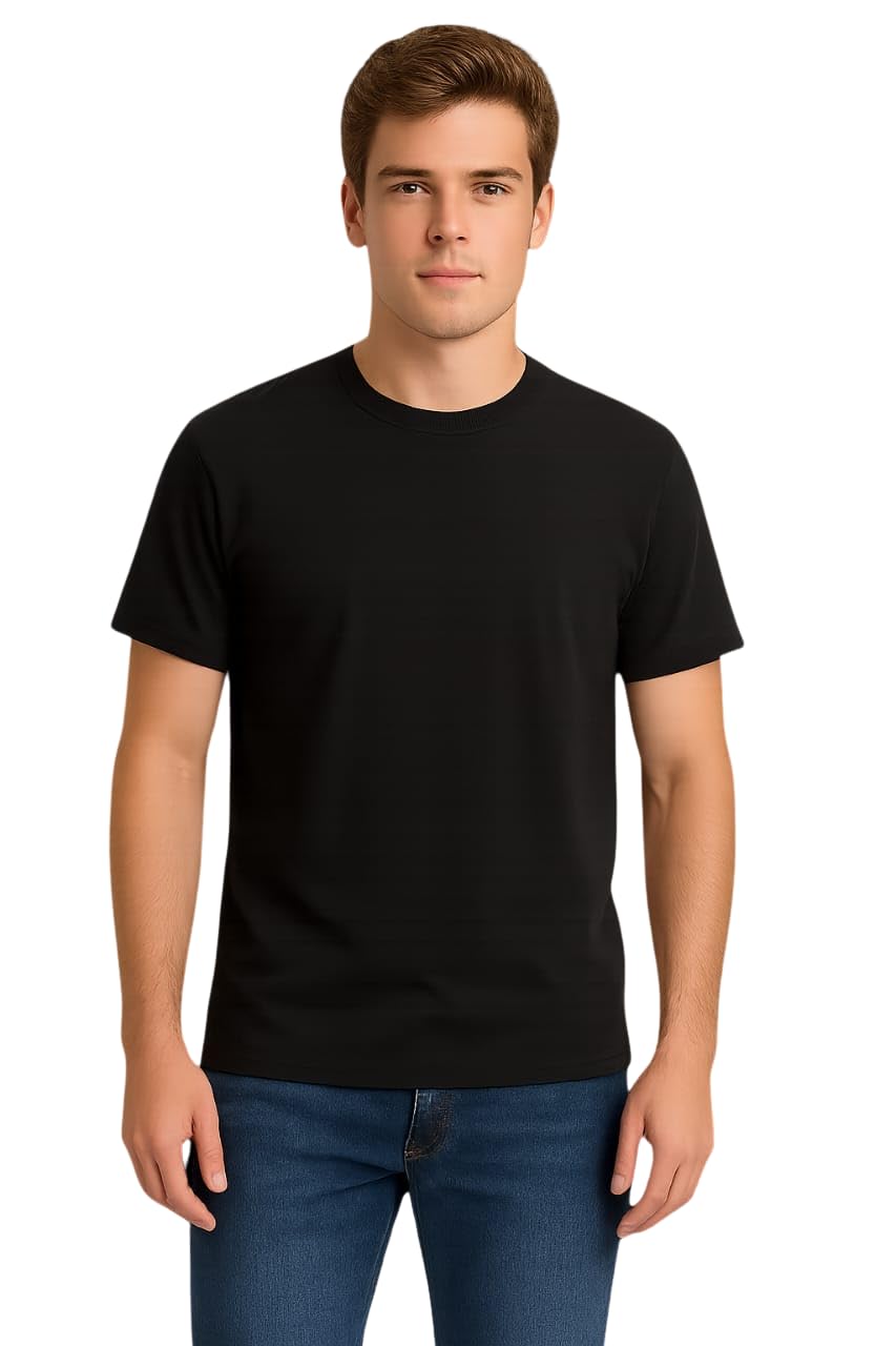 my print shop Premium Black Cotton Round Neck T-Shirt for Men | Soft & Comfortable Fit-picture-24
