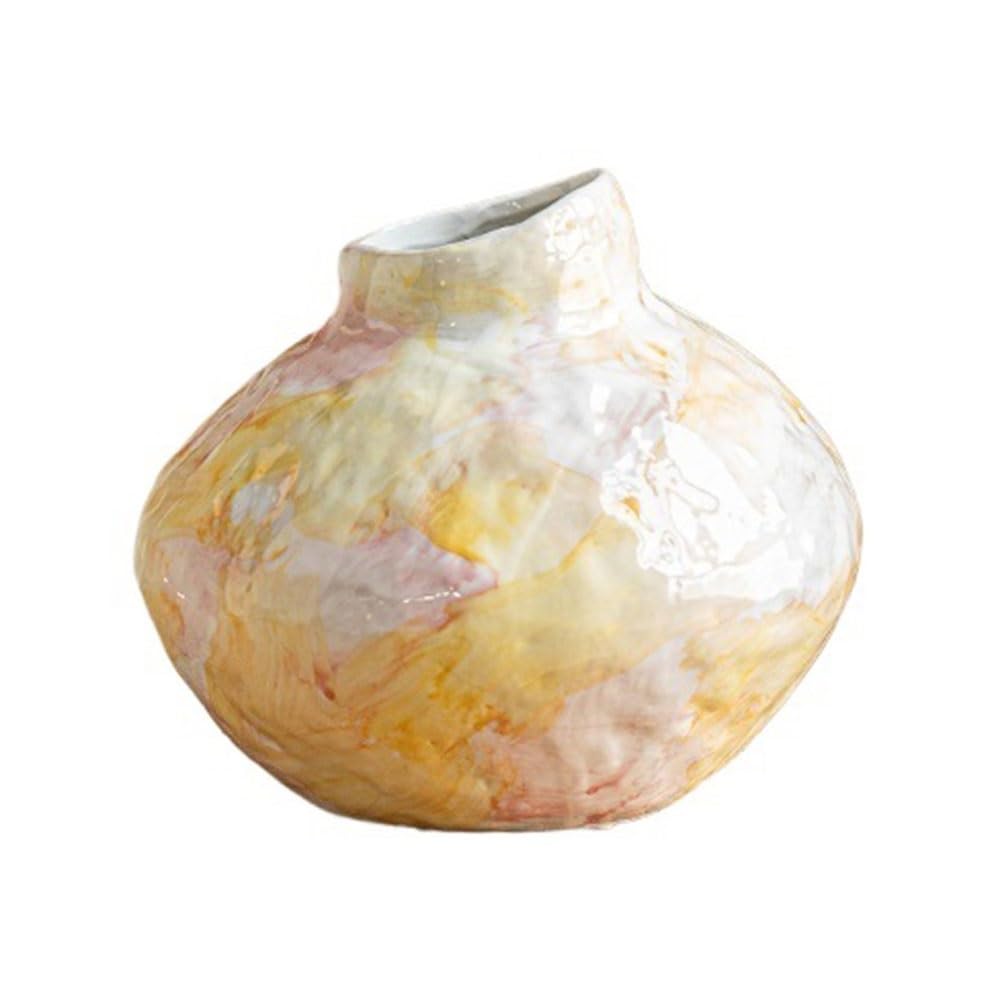Painted Ceramic Vase Home Decor for Tabletop Wall Flower Arranger for Fresh Dried Flowers Office Decor(Small)