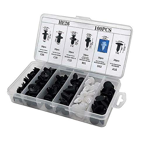 Clipes universais de pl&aacute;stico para carro, painel de fixa&ccedil;&atilde;o de rebite, para- choque, prendedores, clipes de pl&aacute;stico para carro, 100 pe&ccedil;as, parafusos  mistos, rebites, pinos de press&atilde;o : Amazon.com.br: Automotivo