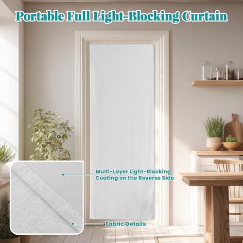 Image of 100% Blackout French Door Curtain- Privacy Thermal Insulated Door Window Curtain for Patio Front Tricia Sidelight Panel, W25 x L72 inch, 1 Panel, Off-White