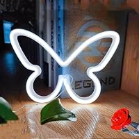 2 pezzi di luce al neon a LED Insegne al neon a farfalla Luci notturne per la casa per la camera da letto dei bambini Lampade decorative Arte della parete Regalo di