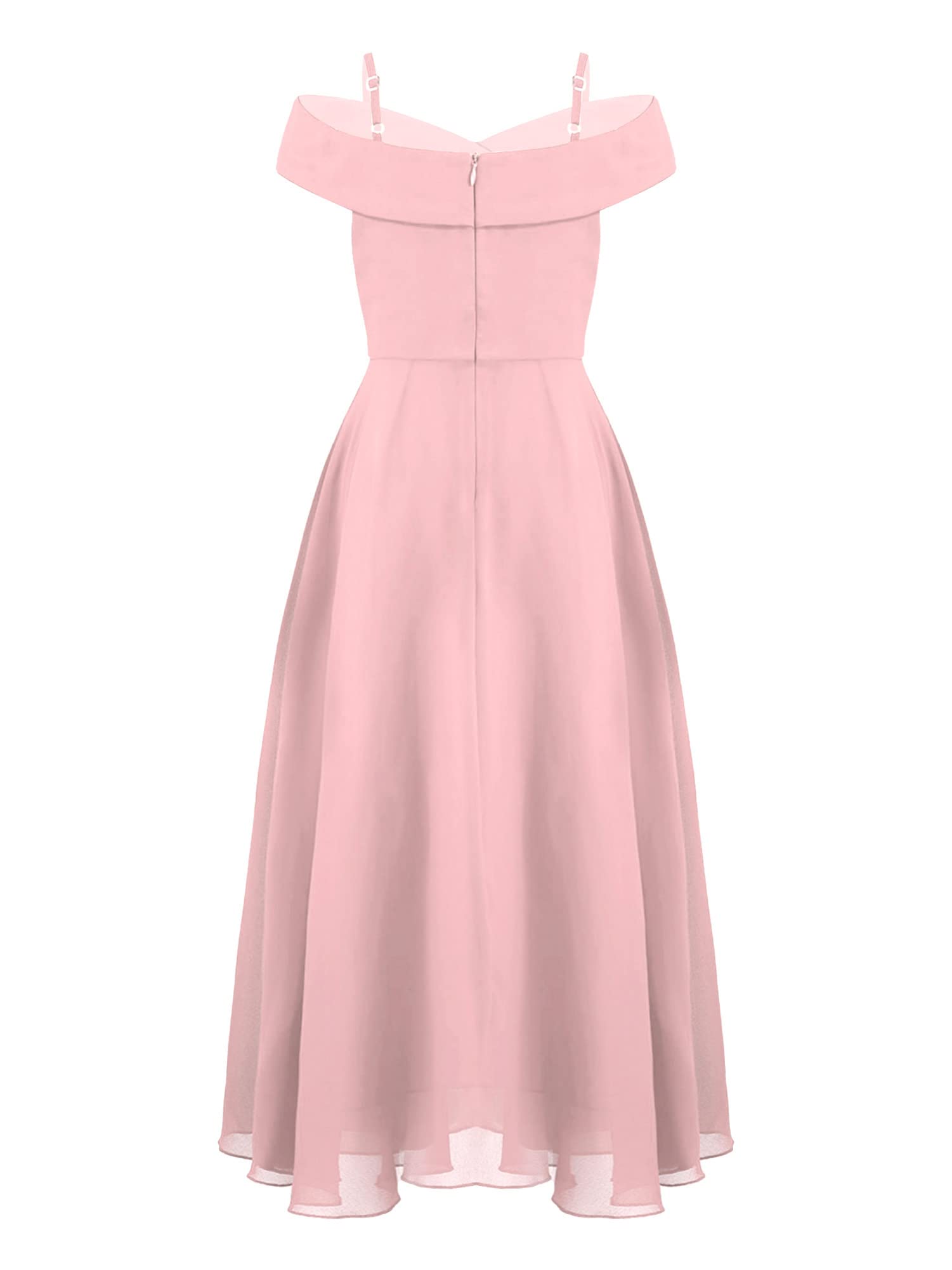IEFIEL Enfant Robe Princesse Soirée Mariage Cérémonie Fille Bretelle Robe de Demoiselle d'honneur Fleur Hors Epaules Dénudées Corsage Taille Haute