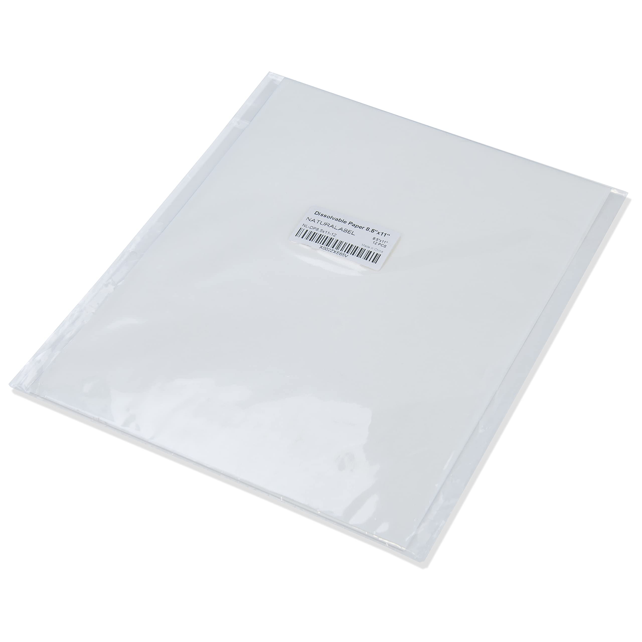 NATURALABEL - Carta velina solubile in acqua, 21,6 x 28 cm, colore: bianco, dissolubile, confezione da 12