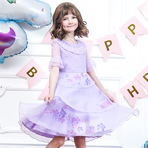 Sunny Fashion Girl Dress Purple Floral Flare Layered Skirt Halloween Party2