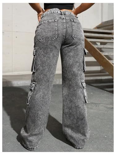 SOLY HUX Women's Cargo Jeans Y2k Straight Leg Casual Denim Pants with Pocket Streetwear3